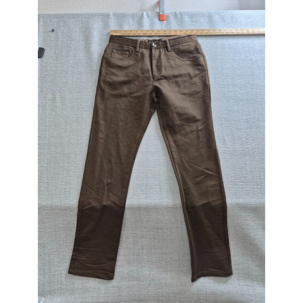 Platini Ankle Pants Mens 32 Brown Logo Cotton Stretch Straight Leg Streetwear